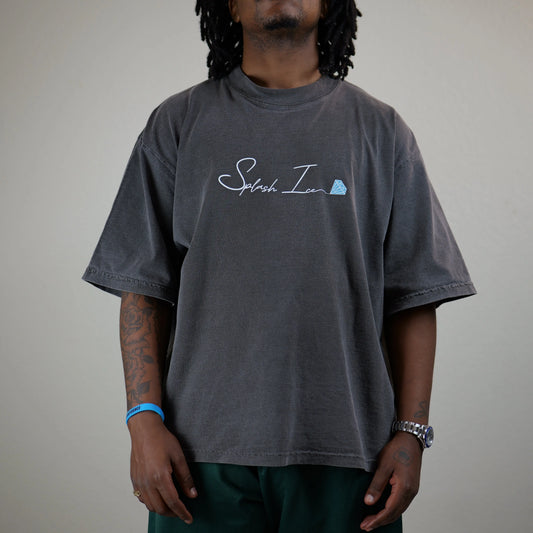 Men’s Oversized-Crop Drop Shoulder T-Shirt Splash Ice