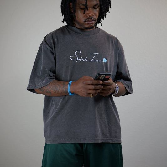 Men’s Oversized-Crop Drop Shoulder T-Shirt Splash Ice