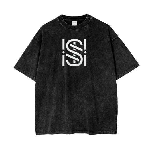 Oversize-Box Acid Wash T-Shirt Splash Ice